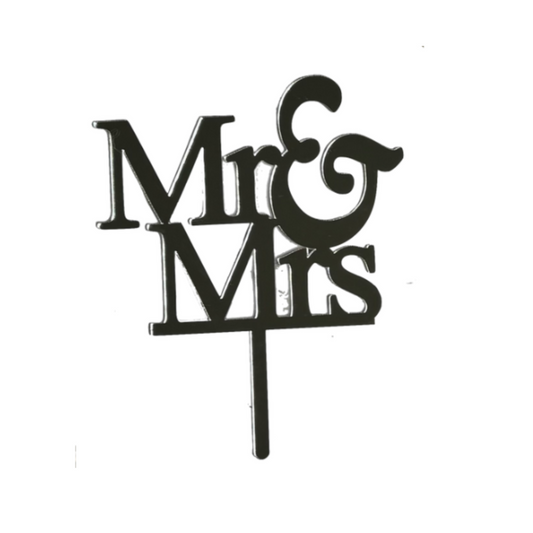 Cake Topper Mr. & Mrs. Plateado